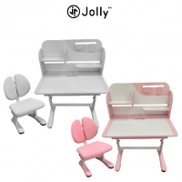 英國Jolly兒童學習桌椅組JEM8-1 plus(灰/粉)