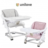 Unilove Feedme攜帶式餐椅+坐墊(灰.粉)